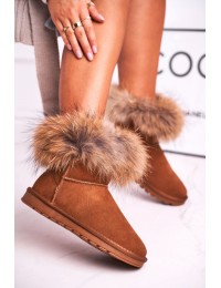Natūralios verstos odos šilti batai Snow Fox - 5820 CAMEL