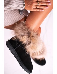 Natūralios verstos odos šilti batai Snow Fox - 5820 BLACK