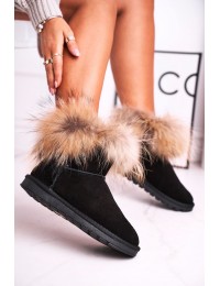 Natūralios verstos odos šilti batai Snow Fox - 5820 BLACK