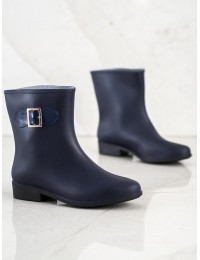 Tamsiai mėlynos spalvos guminiai batai papuošti sagtele - HMY-7BL