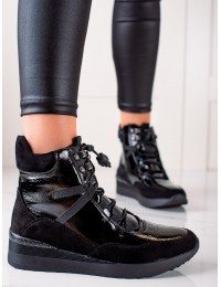 Sportinio dizaino juodi aukštos kokybės batai su pašiltinimu - SG-577B