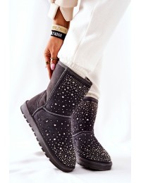 Šilti natūralios odos zomšiniai žieminiai batai Grey Mariella - W8009 GREY