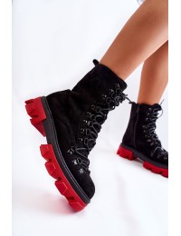 Juodi stilingi batai su raudona platforma - NC1273 BLACK