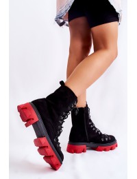 Juodi stilingi batai su raudona platforma - NC1273 BLACK