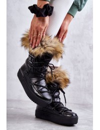 Šilti žieminiai patogūs batai su kailiuku - FF-35 BLACK