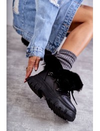Stilingi juodi batai su kailiuku - NB577P BLACK