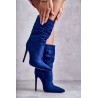Mėlyni zomšiniai aukštakulniai auliniai batai - C-252 BLUE