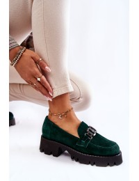 Natūralios odos tamsiai žali stilingi batai - 2489 525 ZIE