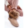 Natūralios verstos odos šilti batai su natūraliu puriu kailiuku - W5820 BEIGE
