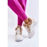 Balti sportinio stiliaus batai su kailiuku\n - HF258-9 WHITE