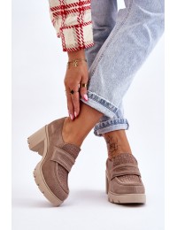 Stilingi natūralios odos kapučino spalvos batai - 20125 W.TAUPE+BOLZANO