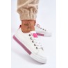 Balti odiniai sneakers bateliai moterims - LA222 FUSHIA