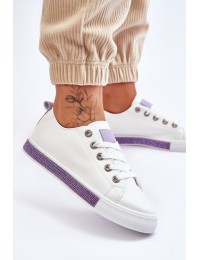 Balti odiniai sneakers bateliai moterims - LA222 PURPLE
