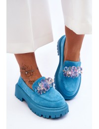 Žydri stilingi batai su dekoratyviais kristalais - JH283P BLUE