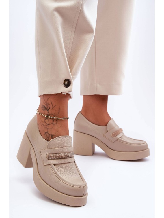 Aukštos kokybės stilingi natūralios odos batai - 20157 V. TAUPE