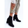 Moteriški zomšiniai batai, dekoruoti smulkiomis kniedėmis\n - L08-206 BLACK