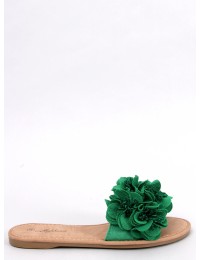 Žalios šlepetės su puriais žiedlapiais COREY GREEN - KB MS9058