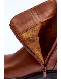 Moteriški rudi odiniai batai su aukso spalvos akcentu - F35 CAMEL