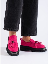 Fuksija spalvos zomšiniai batai su kutais - NC1322PEA