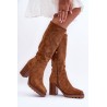Moteriški zomšiniai rudi ilgaauliai batai - H8-518 CAMEL