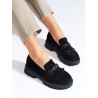 Shelovet moteriški juodi zomšiniai batai\n - GD-FL797A-B