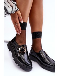 Klasikiniai lakuotos odos moteriški batai su sagtimi - 58184 BK PT CZARNY LAKIER