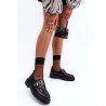 Klasikiniai odiniai moteriški batai su sagtimi - 58184 BK PU CZARNY