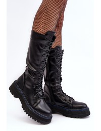 Leather Lace-Up Ankle Boots With Zipper Black Zoraida - D7953 BLACK