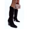Suede Cowboy Boots On Heel Black Tortana - D7896 BLACK