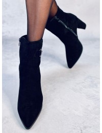 Moteriški zomšiniai aukštakulniai aulinukai batai MAHONI BLACK - KB 5708
