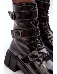 Juodi stilingi aukštos kokybės lakuoti batai - MR870-61 BLACK