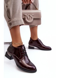 Bordo spalvos moteriški lakuoti suvarstomi batai - 58160 BU BORDOWY