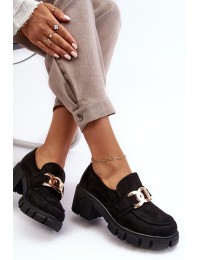 Madingi juodi moteriški zomšiniai batai - 37100 BK CZARNY