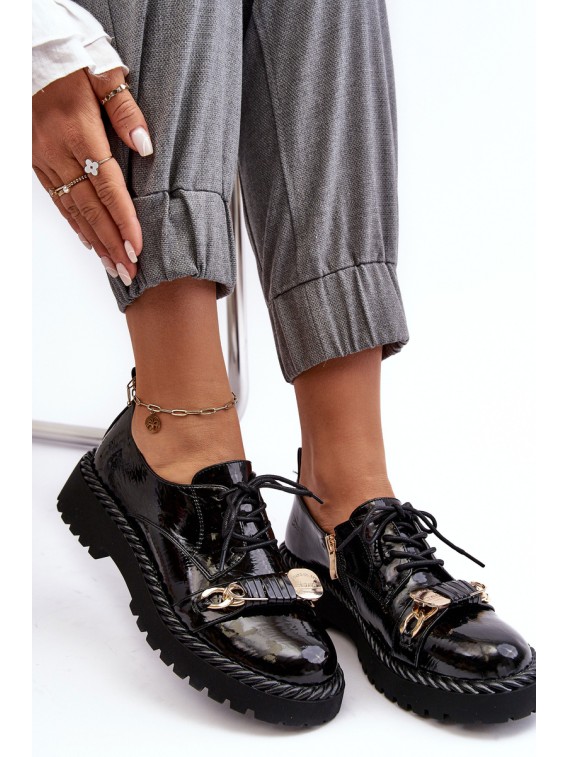 Juodi stilingi moteriški batai su išskirtiniu akcentu - MR870-81 BLACK