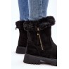 Juodi moteriški žieminiai batai su kailiuku - 23BT26-6522 BLACK