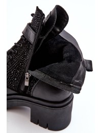 Natūralios odos GOE batai papuošti kalnų krištolu - MM2N4041 BLACK