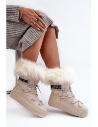 Kreminės spalvos moteriški sniego batai - NB605 BEIGE