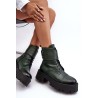 Tamsiai žali natūralios odos batai ant platformos - 60454 V.OLIWKA+CN