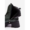 Tamsiai žali natūralios odos batai ant platformos - 60454 V.OLIWKA+CN
