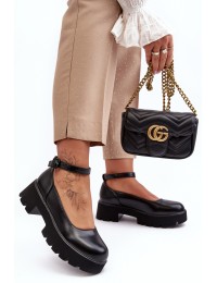 Moteriški žemakulniai batai su sagtimi Black Owen\n - 9649 BLACK PU