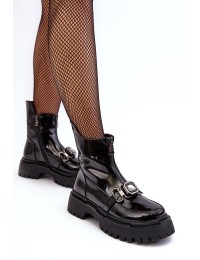 Blizgūs moteriški batai su užtrauktuku - MR870-94 BLACK