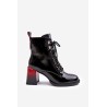 Lakuoti moteriški suvarstomi batai ant kulno  - MR870-06 BLACK