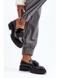 Dekoruoti juodi elegantiški moteriški batai - YL97 BLACK