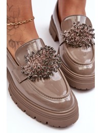Dekoruoti rudi elegantiški moteriški batai - YL97 KHAKI