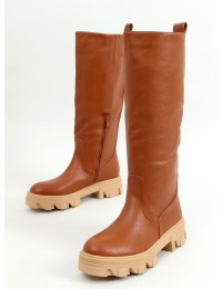 Ryškūs rudi stilingi ilgaauliai batai HEWES BROWN - KB QT21P