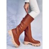 Ryškūs rudi stilingi ilgaauliai batai HEWES BROWN - KB QT21P