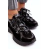 Juodi sportinio dizaino natūralios odos batai - M01/2 CZARNY LAK+WEL