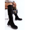 Juodi moteriški batai subtiliai papuoštu aulu - HD055-95 BLACK