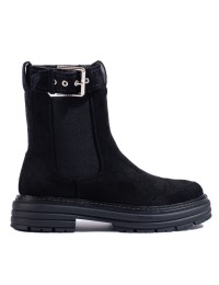 Juodos spalvos zomšiniai batai su sagtimi - 5773B
