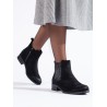 Moteriški juodi zomšiniai Chelsea stiliaus batai\n - M676B